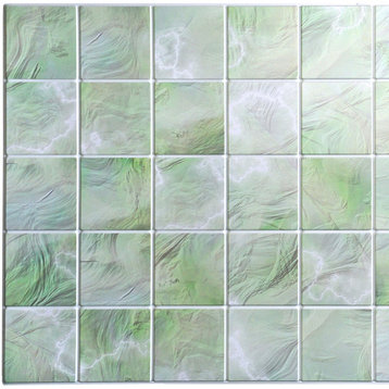 Shades of Green Pearl Squares 3D Wall Panels, Set of 5, Covers 25.6 Sq Ft