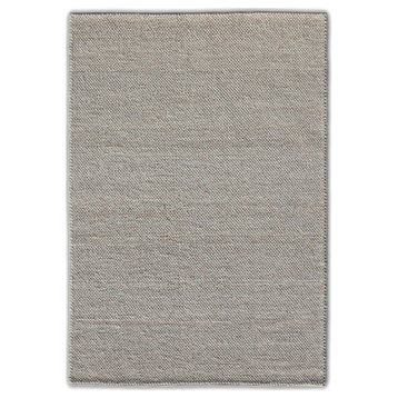 Hand Woven Flat Ivory Pile Weave Wool Rug by Tufty Home, Natural Ivory, 2.3x9