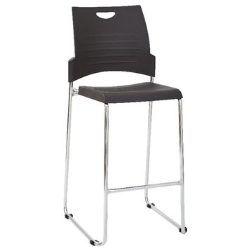 Tall Black Stacking and Ganging Chair with Plastic Seat and Back