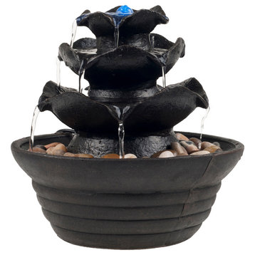 Pure Garden Three Tier Cascading Tabletop Fountain With LED Lights
