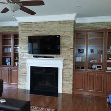 fireplace and living