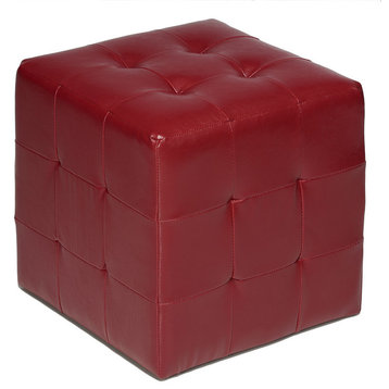 Braque Cube Ottoman, Red