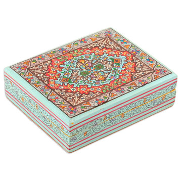 Novica Handmade Persian Flower Paradise Papier Mache Decorative Box