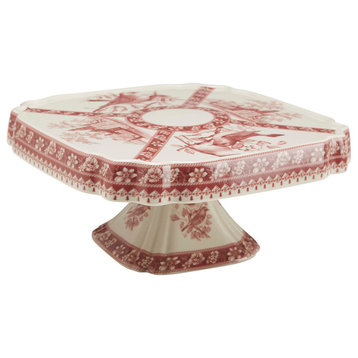 Red and White Cake Plate