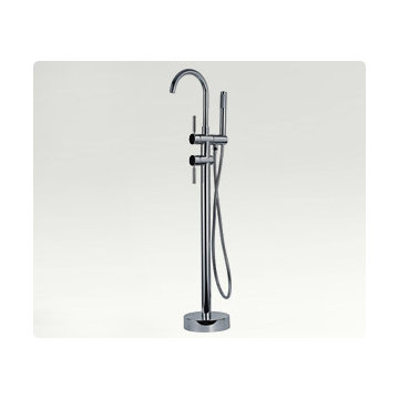 Chromed Brass Freestanding Tub Filler w/ Shower Head & Ceramic Cartridge - AT-01