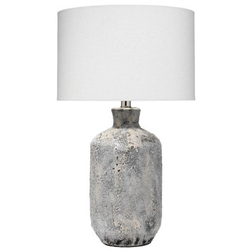 Modern Minimalist Ceramic Faux Concrete Table Lamp 24 in Gray Bottle Rustic