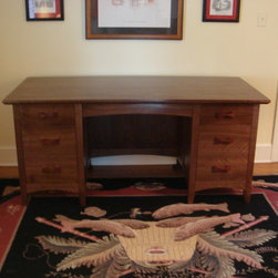 Curly Black Walnut Executive Panel Desk - Desks And Hutches