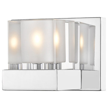 Fallon 1-Light Wall Sconce, Chrome With Clear/Frosted Crystal Shade