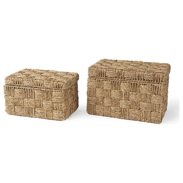Hanalei Set of 2 Seagrass Boxes With Lids