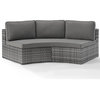 Afuera Living Outdoor Wicker Curved Patio Sectional Sofa in Gray