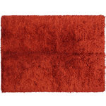 Bareen's Designer Rugs - Hand,Knotted Shag area rug Cooney Red/Rust, 5'0 x 8'0 - Find yourself drawn to your floor and the plush comfort of the shag rug. With a shag design in beautiful color, this wool blend rug offers durable protection to your floor and homey softness to your design. The neutral simplicity of this rug is a balancing visual statement in a contemporary interior.