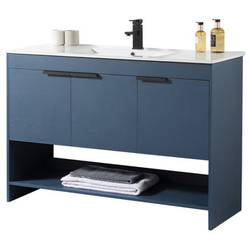 Phoenix Bath Vanity With Ceramic Sink Full assembly Required, Navy Blue, 48"