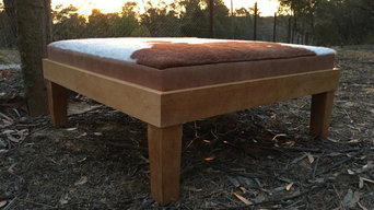 Recycled timber and leather ottoman