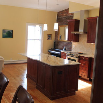 Transitional Cherry wood kitchen in Boston