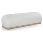 Meridian Furniture - Calum Upholstered Bench, Cream, Chenille Fabric, Natural Finish - Being a benchwarmer is quite the experience when you're seated on this Calum cream chenille fabric bench. This lovely bench has the bells and whistles your room is looking for, from its posh, comfy seat upholstered in soft chenille fabric to its classic shape. It's plump and cozy enough for snuggling up with a good book yet utilitarian enough to create a handy spot to sit while pulling on boots or shoes. Its solid wood frame adds durability to its midcentury modern design, making it quintessential for multiple spaces.