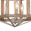 LNC Farmhouse 3-Light Distressed White Wood Drum LED Mini Chandelier