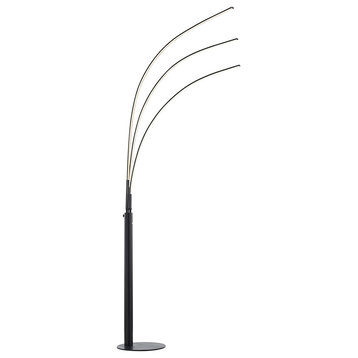 Modern LED Floor Lamp, Arched Design With Touch Dimmer Switch, Matte Black