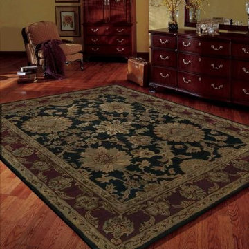 Nourison Black/ Burgundy Wool Rug
