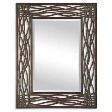 Beaumont Lane Metal Mirror in Distressed Mocha Brown