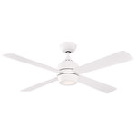 Fanimation - Kwad, 52" Matte White With Matte White Blades and LED Light Kit - Fanimation continues to elevate the style you've come to know with Kwad.  This ceiling fan will add the perfect touch to your space with its four blade design and LED light kit.  Kwad includes a handheld remote control and is smarthome compatible when combined with the optional WiFi receiver.