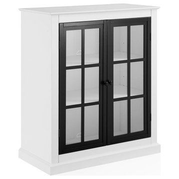 Pantry Cabinet, Adjustable Shelves With Round Handles, White/Matte Black