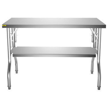 48x30 Inch Folding Prep Table Stainless Steel Worktable Kitchen Workstation