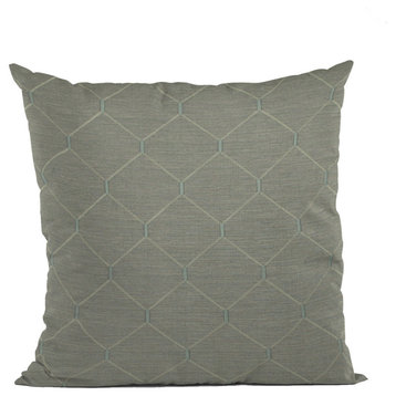 Urban Grey Kona Embroidery Luxury Throw Pillow, Double sided 20"x36" King