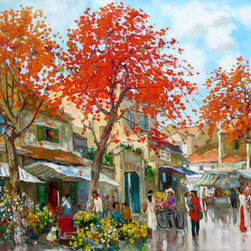 Flower Market in Spring - Paintings