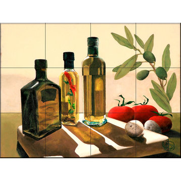 Tile Mural, 3 Olive Oils by Johanna Uribes