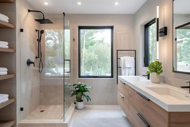 Inspiration for a large modern bathroom remodel in Philadelphia