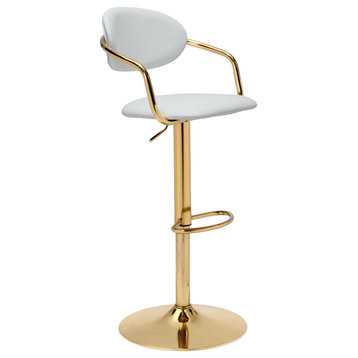 Gusto Bar Chair White and Gold