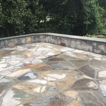 Irregular Flagstone Patioin Silver Spring MD With Stone Sitting Walls