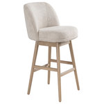 Armen Living - Sadie Solid Wood 30" Swivel Barstool, Ancient Stone Fabric, Set of 2 - The Sadie Barstool brings a refined blend of style and comfort to your kitchen island, counter, or home bar. Featuring a low-back design with a rectangular upholstered seat and sleek curves, this modern transitional barstool offers an elegant seating solution. Upholstered in durable polyester fabric, the soft fiber-wrapped foam cushioning ensures superior comfort for everyday use or entertaining guests.