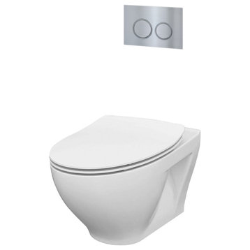 In-Wall Toilet Set, Chrome Round Actuators, 2"x4" Carrier & Tank