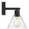 Port Nine Martini LED Wall Sconce, Matte Black, Seeded Glass, Replaceable LED