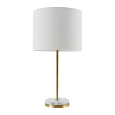 Versailles 19" Soft Gold Table Lamp, Faux Marble Accent