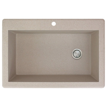 Radius 33" silQ Granite Single Bowl Kitchen Sink with 1 Hole in afe Latte