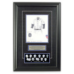 Heritage Sports Art - Original Art of the MLB 1945 Detroit Tigers Uniform - This beautifully framed piece features an original piece of watercolor artwork glass-framed in an attractive two inch wide black resin frame with a double mat. The outer dimensions of the framed piece are approximately 17" wide x 24.5" high, although the exact size will vary according to the size of the original piece of art. At the core of the framed piece is the actual piece of original artwork as painted by the artist on textured 100% rag, water-marked watercolor paper. In many cases the original artwork has handwritten notes in pencil from the artist. Simply put, this is beautiful, one-of-a-kind artwork. The outer mat is a rich textured black acid-free mat with a decorative inset white v-groove, while the inner mat is a complimentary colored acid-free mat reflecting one of the team's primary colors. The image of this framed piece shows the mat color that we use (Medium Blue). Beneath the artwork is a silver plate with black text describing the original artwork. The text for this piece will read: This original, one-of-a-kind watercolor painting of the 1945 Detroit Tigers uniform is the original artwork that was used in the creation of this Detroit Tigers uniform evolution print and tens of thousands of other Detroit Tigers products that have been sold across North America. This original piece of art was painted by artist Bill Band for Maple Leaf Productions Ltd. 1945 was a World Series winning season for the Detroit Tigers. Beneath the silver plate is a 3" x 9" reproduction of a well known, best-selling print that celebrates the history of the team. The print beautifully illustrates the chronological evolution of the team's uniform and shows you how the original art was used in the creation of this print. If you look closely, you will see that the print features the actual artwork being offered for sale. The piece is framed with an extremely high quality framing glass. We have used this glass style for many years with excellent results. We package every piece very carefully in a double layer of bubble wrap and a rigid double-wall cardboard package to avoid breakage at any point during the shipping process, but if damage does occur, we will gladly repair, replace or refund. Please note that all of our products come with a 90 day 100% satisfaction guarantee. Each framed piece also comes with a two page letter signed by Scott Sillcox describing the history behind the art. If there was an extra-special story about your piece of art, that story will be included in the letter. When you receive your framed piece, you should find the letter lightly attached to the front of the framed piece. If you have any questions, at any time, about the actual artwork or about any of the artist's handwritten notes on the artwork, I would love to tell you about them. After placing your order, please click the "Contact Seller" button to message me and I will tell you everything I can about your original piece of art. The artists and I spent well over ten years of our lives creating these pieces of original artwork, and in many cases there are stories I can tell you about your actual piece of artwork that might add an extra element of interest in your one-of-a-kind purchase.