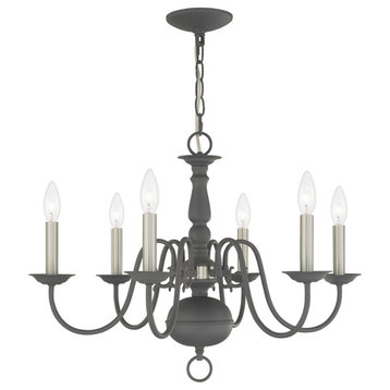 LIVEX LIGHTING 5006-76 Williamsburgh 6-Light Chandelier, Scandinavian Gray