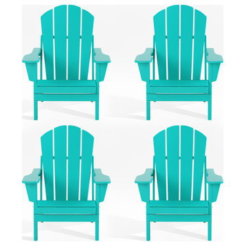 WestinTrends 4PC Outdoor Patio Folding Adirondack Chair Set, Fire Pit Chairs, Turquoise