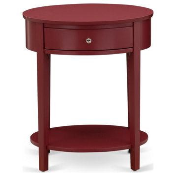 Modern End Table With 1 Wooden Drawer, Stable And Sturdy Constructed Burgundy