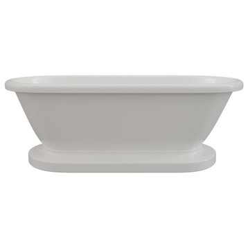 70" Double Ended Pedestal Tub Without Faucet Holes, "Lewis"