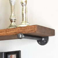 Teton Industrial Rustic Floating Shelf - Modern Farmhouse Shelf - Open Shelving