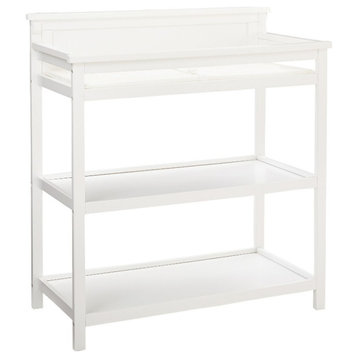 Westwood Design Emery Modern Style Wood Changer with Shelves/Pad in White