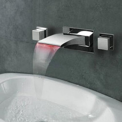 New LED Waterfall Three-pieces Wall Mounted Bathroom Sink Tap T1065 - Bathroom Sink Faucets