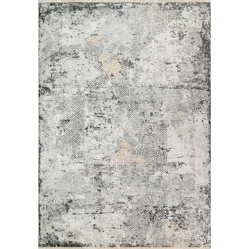 Dynamic Rugs Sunrise Polyester Area Rug, Gray/Charcoal/Multi, 3'x4'