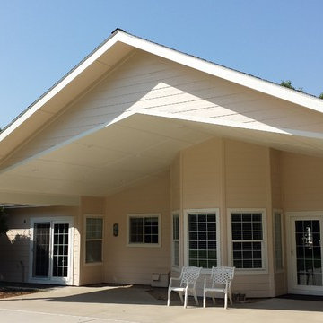 Clear span covered patio