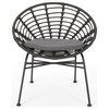 Mia Outdoor Wicker Dining Chair with Cushion, Set of 2, Gray, Black, Dark Gray