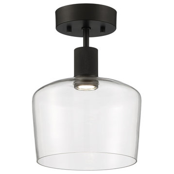 Port Nine Chardonnay LED Semi-Flush, Matte Black, Clear Glass, Dedicated LED