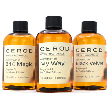 3 Pk Hotel Fragrance Oils for Cold Air Diffuser My Way 24K Magic Black Velvet